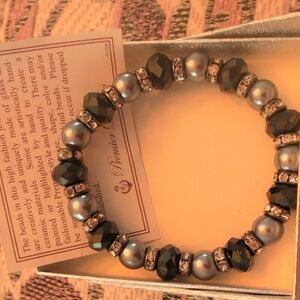 Premier Designs Black and Silver Beaded Bracelet
